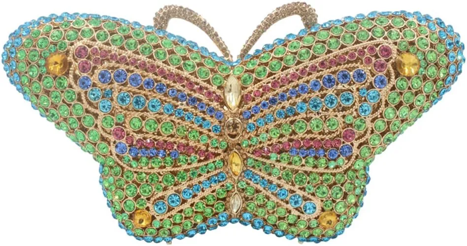 Ladies Luxury-Handbag Rhinestone Evening-Bag Chain Wedding Clutch-Purse Butterfly
