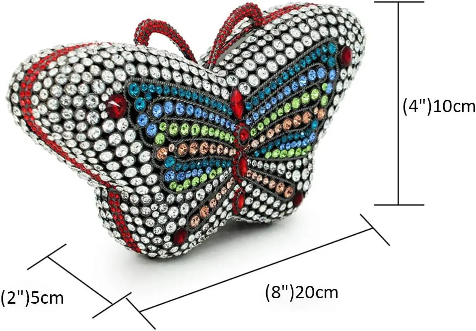 Ladies Luxury-Handbag Rhinestone Evening-Bag Chain Wedding Clutch-Purse Butterfly