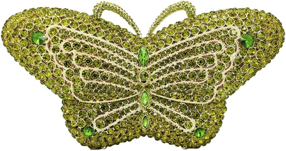 Ladies Luxury-Handbag Rhinestone Evening-Bag Chain Wedding Clutch-Purse Butterfly