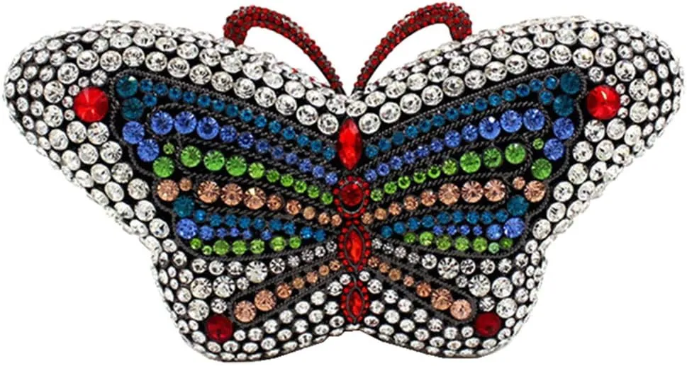 Ladies Luxury-Handbag Rhinestone Evening-Bag Chain Wedding Clutch-Purse Butterfly
