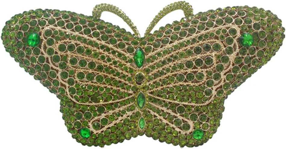 Ladies Luxury-Handbag Rhinestone Evening-Bag Chain Wedding Clutch-Purse Butterfly