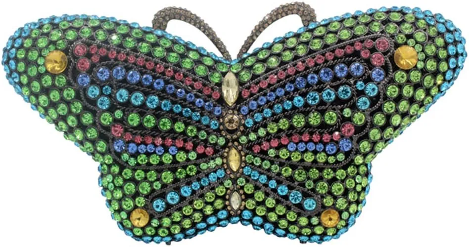 Ladies Luxury-Handbag Rhinestone Evening-Bag Chain Wedding Clutch-Purse Butterfly