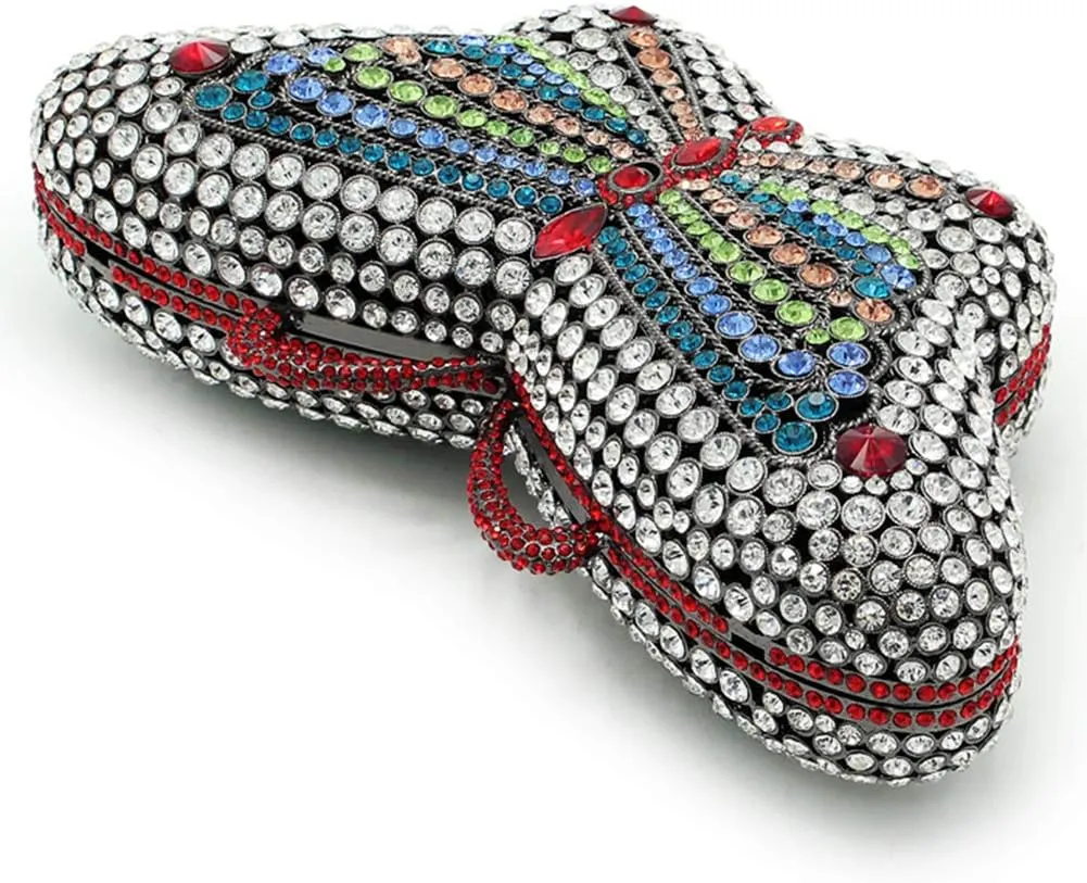 Ladies Luxury-Handbag Rhinestone Evening-Bag Chain Wedding Clutch-Purse Butterfly