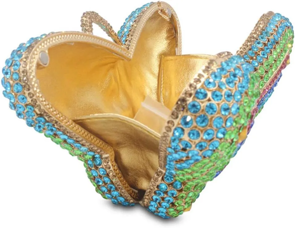 Ladies Luxury-Handbag Rhinestone Evening-Bag Chain Wedding Clutch-Purse Butterfly