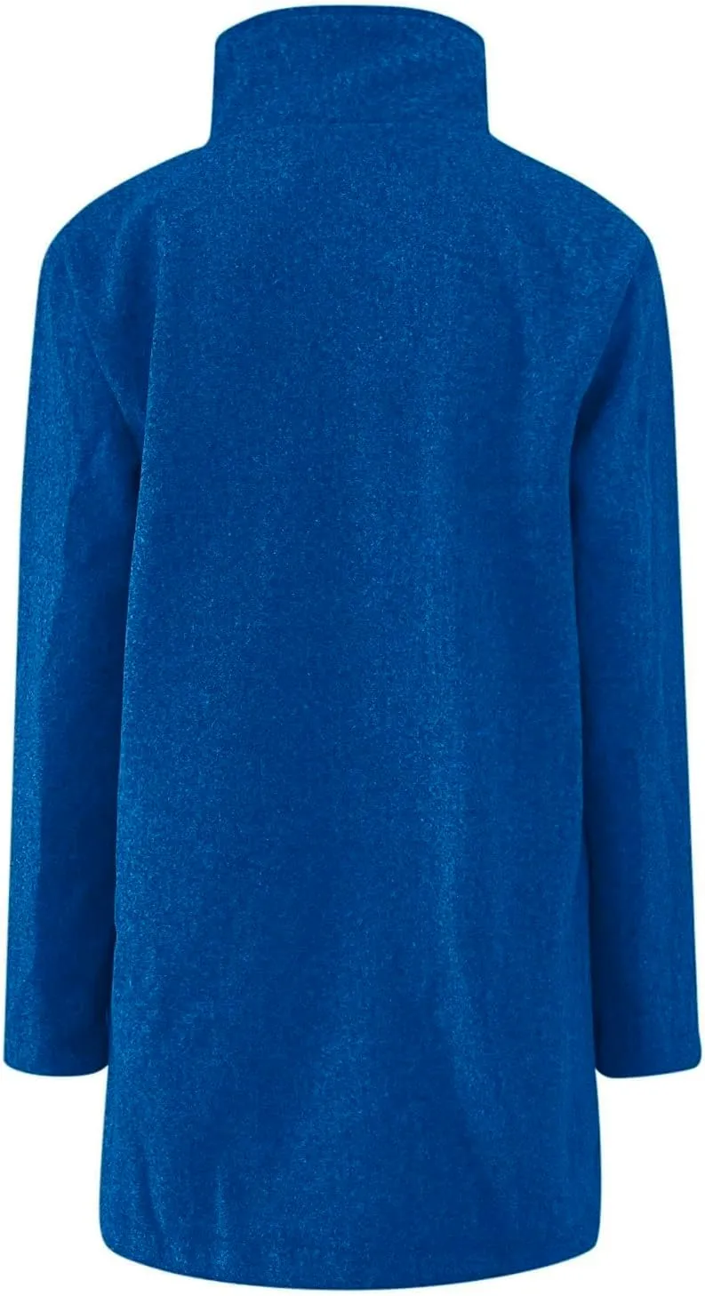 Ladies Solid Color Jacket Winter Button Up Trendy Long Sleeve Hooded 2024 Tweed Jacket Loose Comfy Outerwear With Pocket