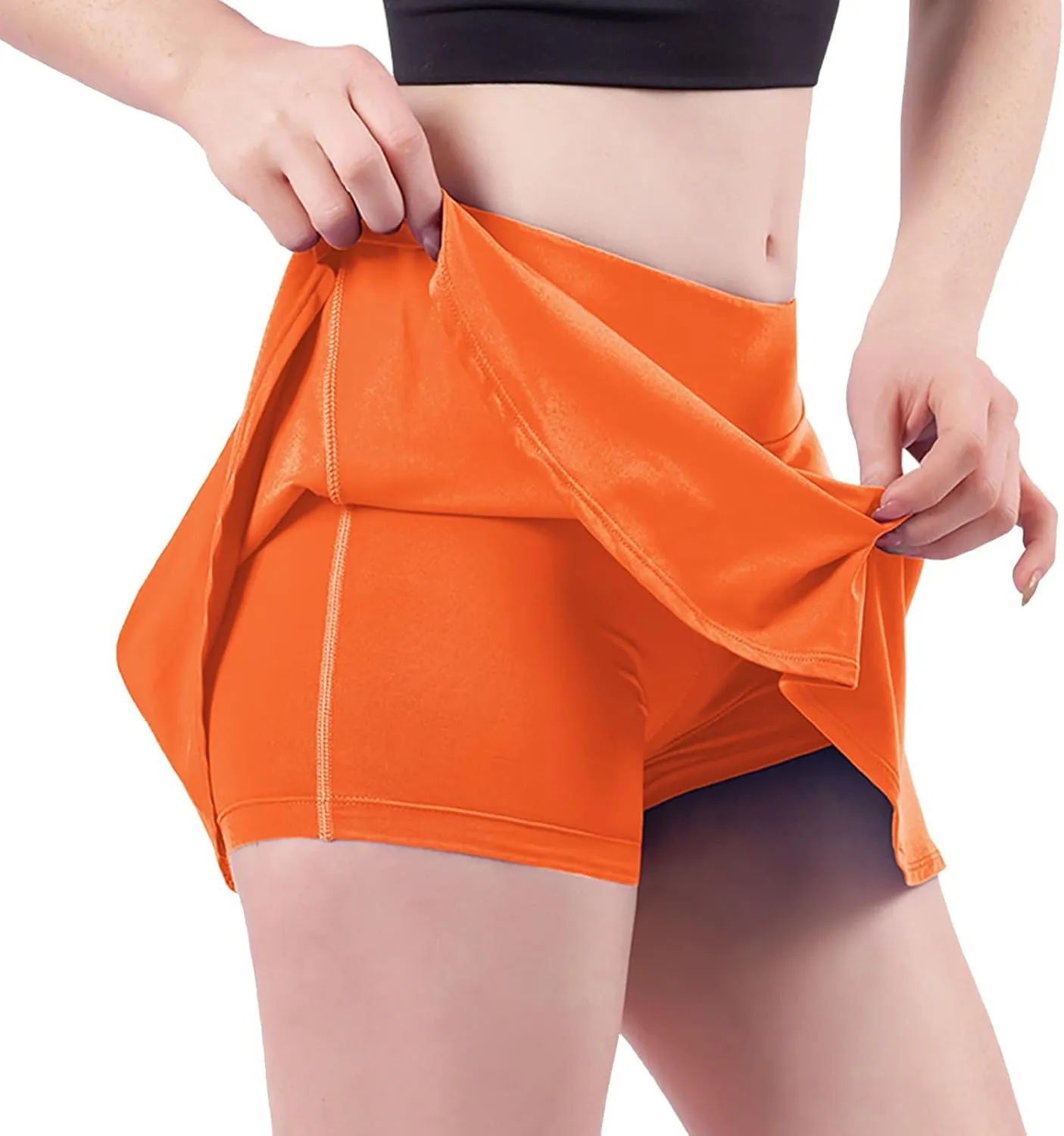 LCMTWX Black Skirt for Women Solid Mid Waist Culottes Short Skirts Skinny Pants Skorts for Woman White Tennis Skirt Tennis