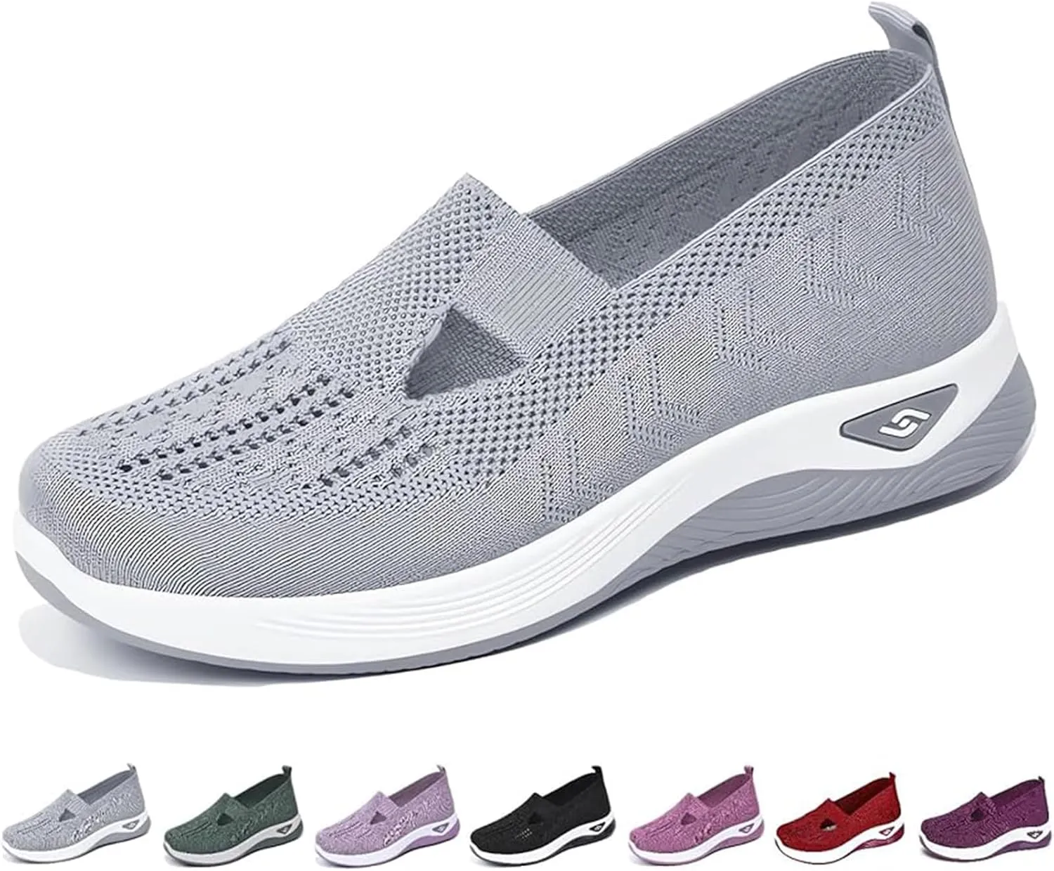 LELEBEAR Women's Comfortable Breathable Knitted Sneakers, Women's Woven Orthopedic Breathable Soft Shoes Arch Support, Women's Cut-Out Sneakers, Lightweight Outdoor Flat Shoes