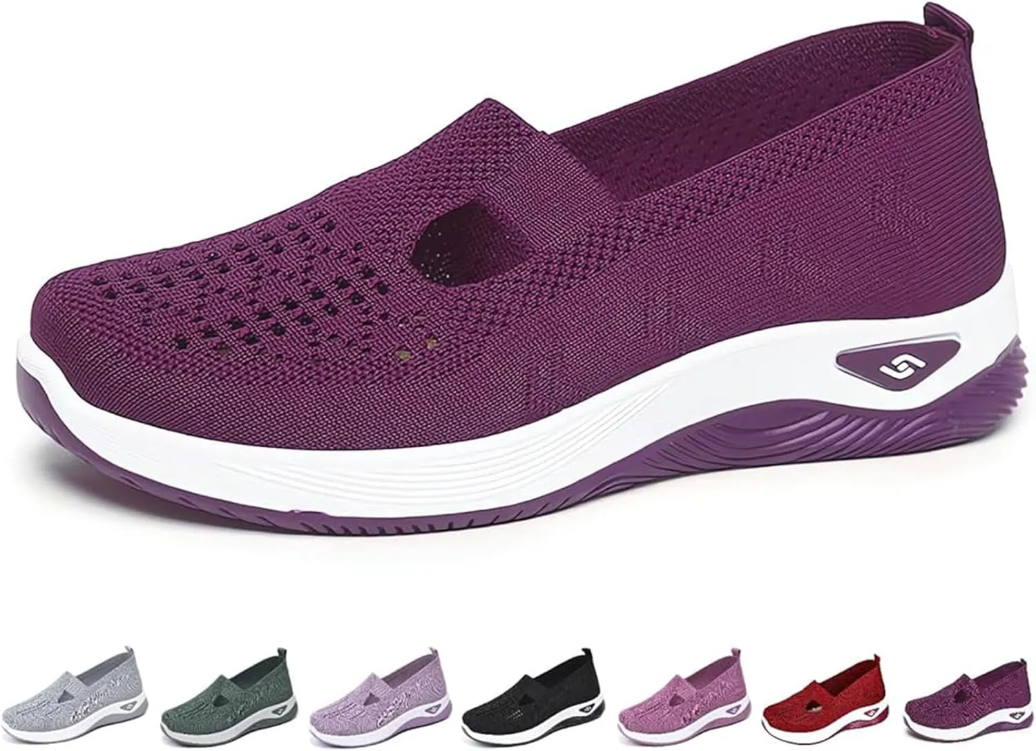 LELEBEAR Women's Comfortable Breathable Knitted Sneakers, Women's Woven Orthopedic Breathable Soft Shoes Arch Support, Women's Cut-Out Sneakers, Lightweight Outdoor Flat Shoes