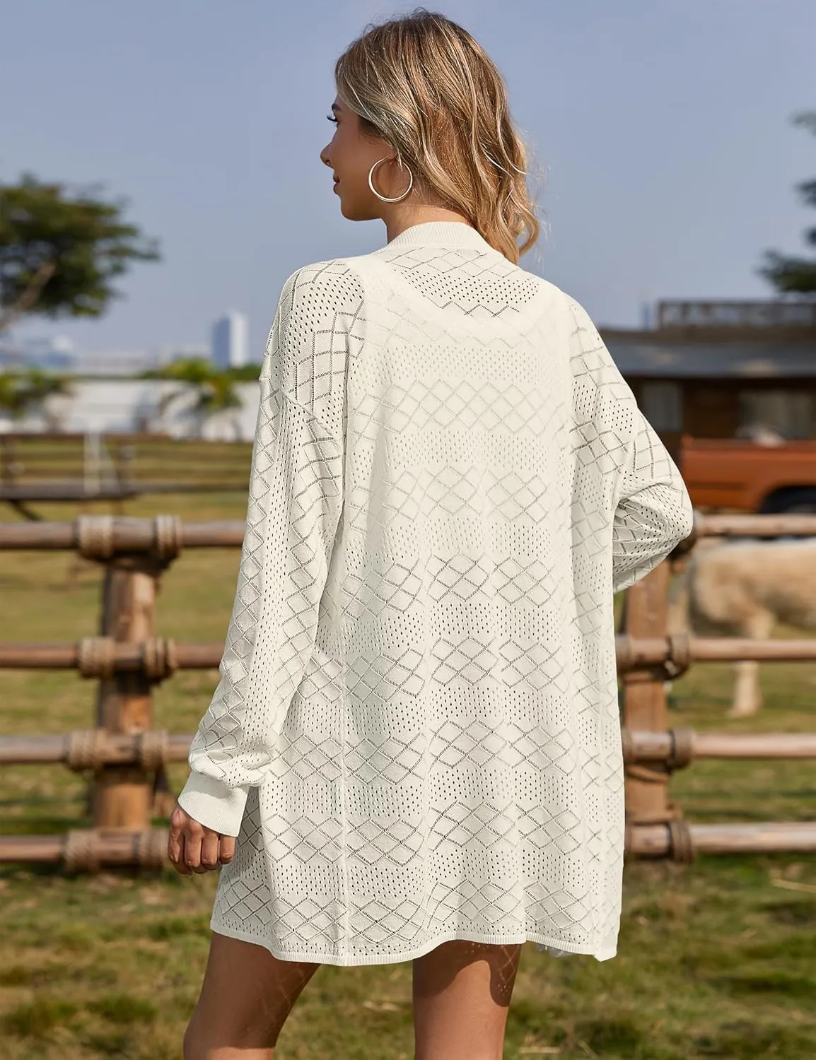Lightweight Cardigans for Women Open Front Crochet Sweater Kimono Thin Drape Sun Protection Coverups Travel