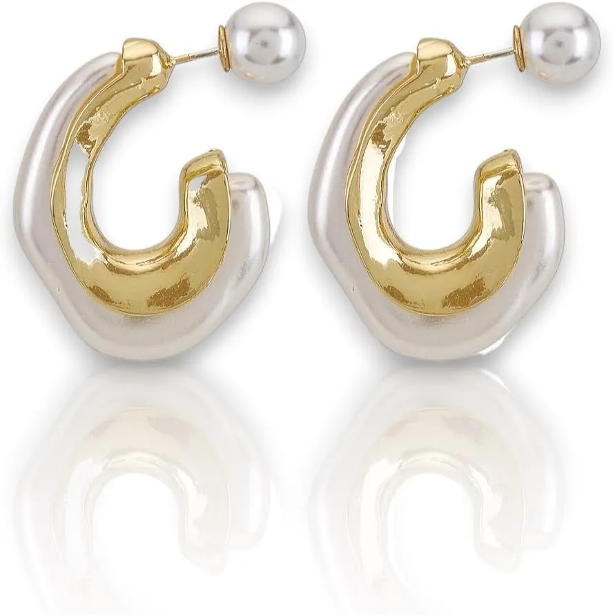 Lightweight Pearl Earrings,Trendy Jewelry,Teardrop Hoop Earrings for Women,Pearl Drop Earrings, Elegant Jewelry for Gifts
