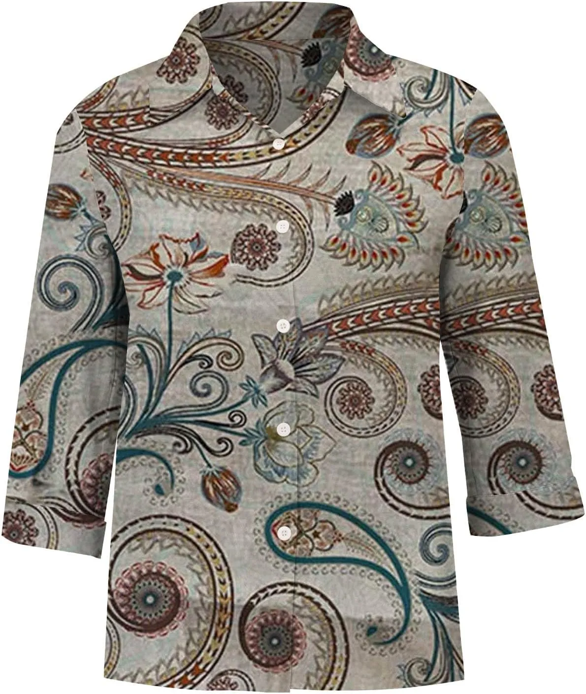 Linen Outfits Women White Linen Shirt Women Down Blouses Tops Long Sleeve Shirt for with Front Pocket Tops Long Sleeve