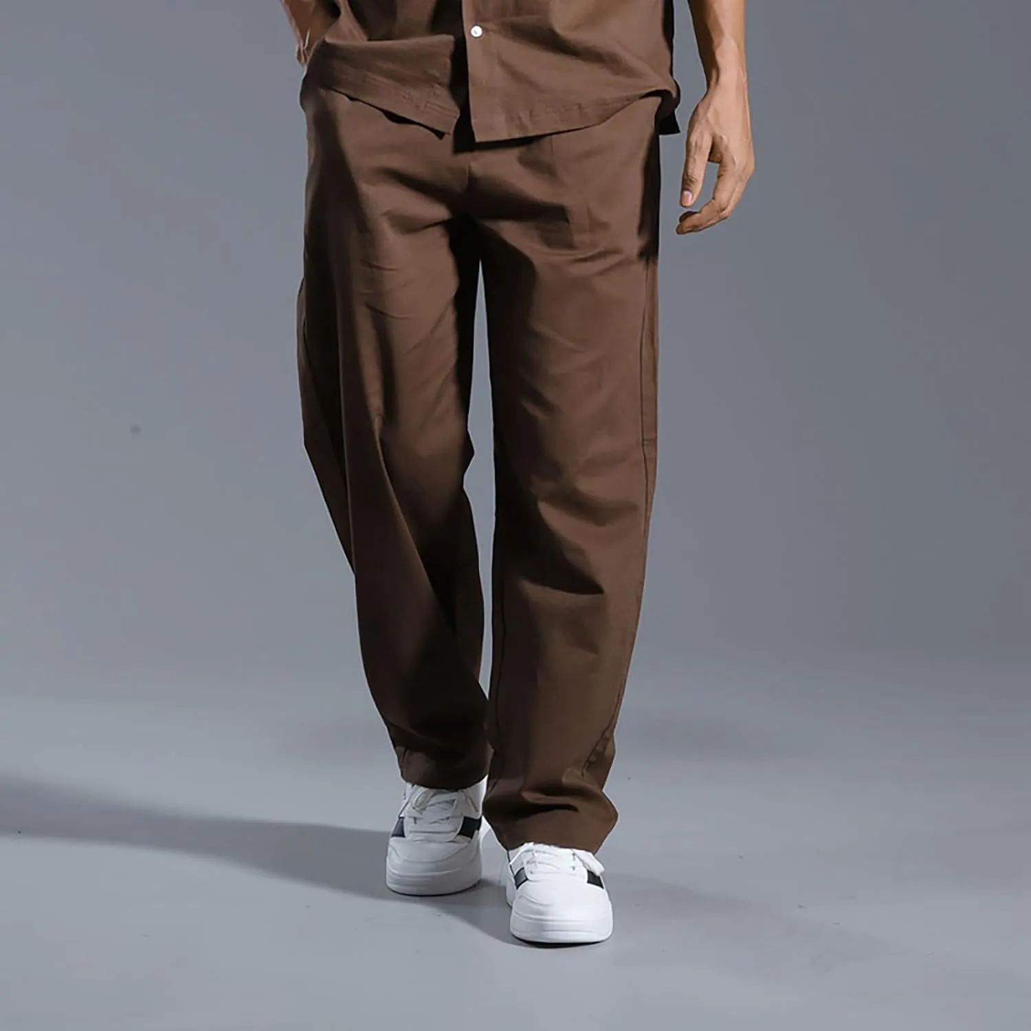 Linen Pants Men Dress Slim Fit Work Pants Casual Straight Leg Trousers Summer Lightweight Breathable Lounge Pants