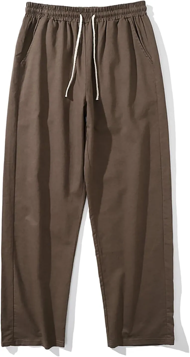 Linen Pants Men Dress Slim Fit Work Pants Casual Straight Leg Trousers Summer Lightweight Breathable Lounge Pants