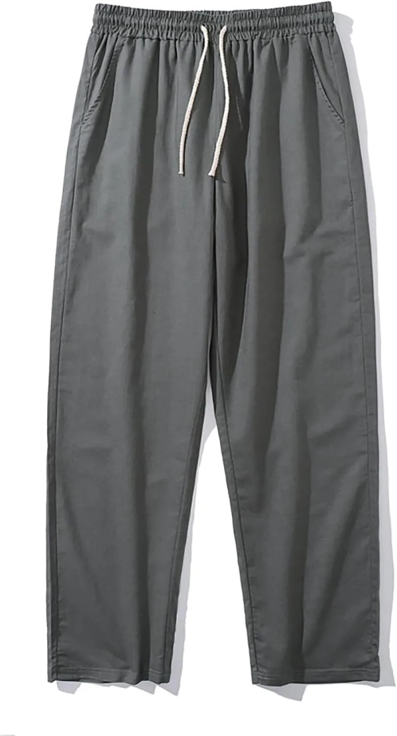 Linen Pants Men Dress Slim Fit Work Pants Casual Straight Leg Trousers Summer Lightweight Breathable Lounge Pants