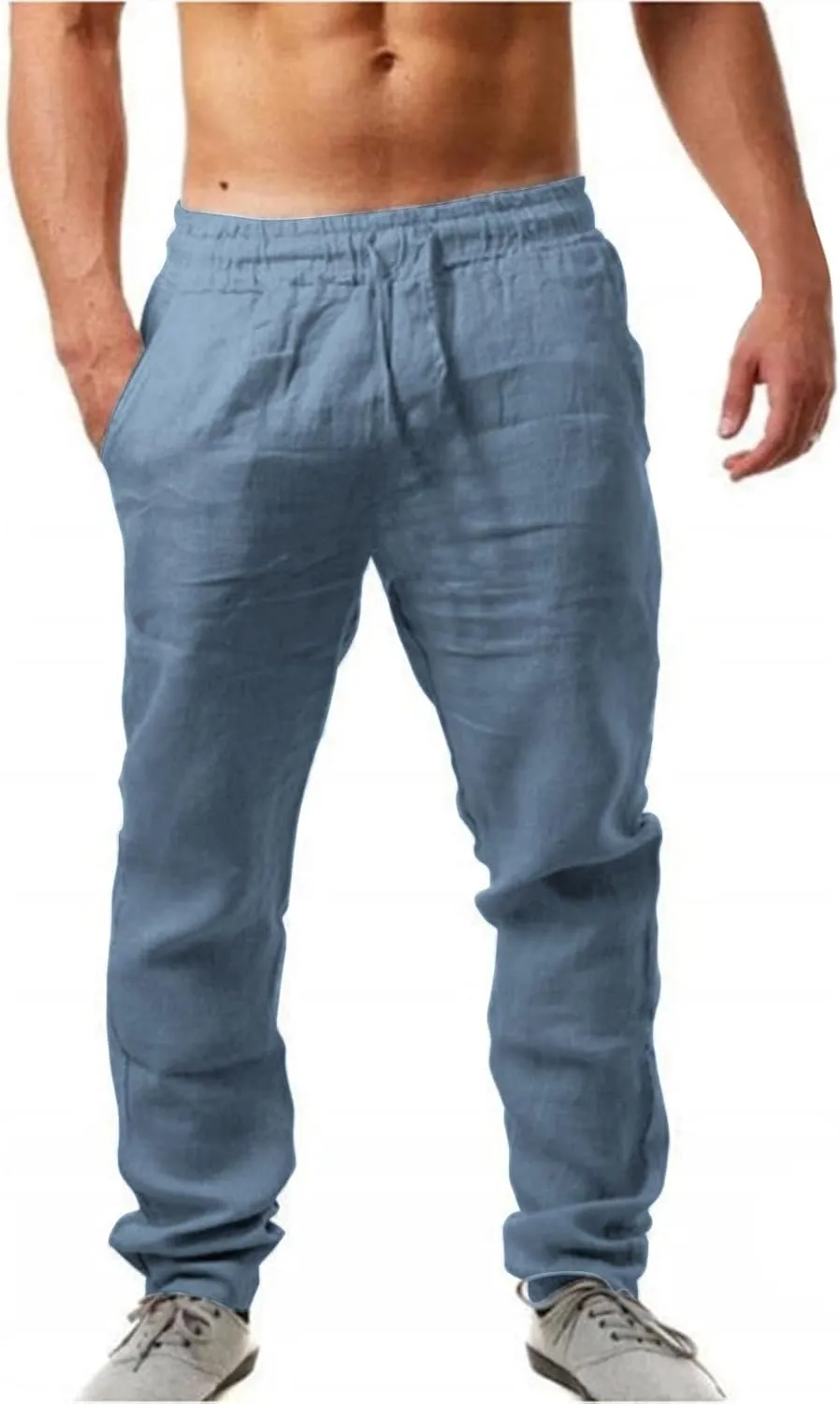 Linen Pants Men Golf Beach Yoga Lounge Harem Pants Trousers Jogger Sweat