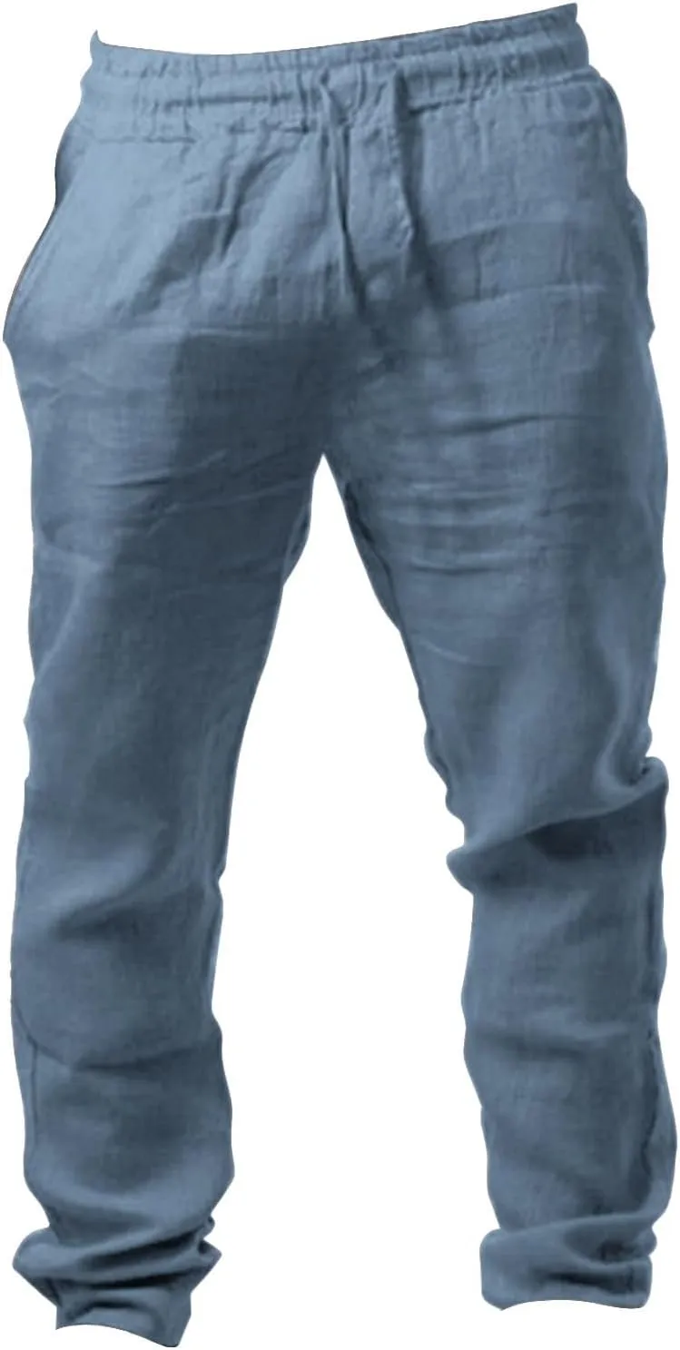 Linen Pants Men Golf Beach Yoga Lounge Harem Pants Trousers Jogger Sweat