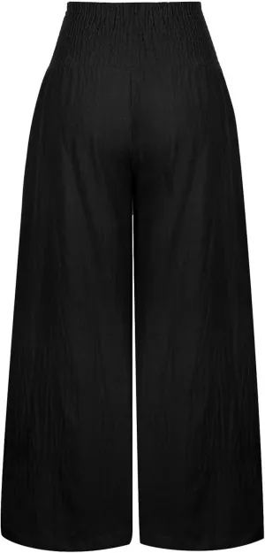 Linen Pants Women High Waist Wide Leg Pants Beach Vacation Boho Pants Casual Vintage Linen Pants Trousers with Pockets