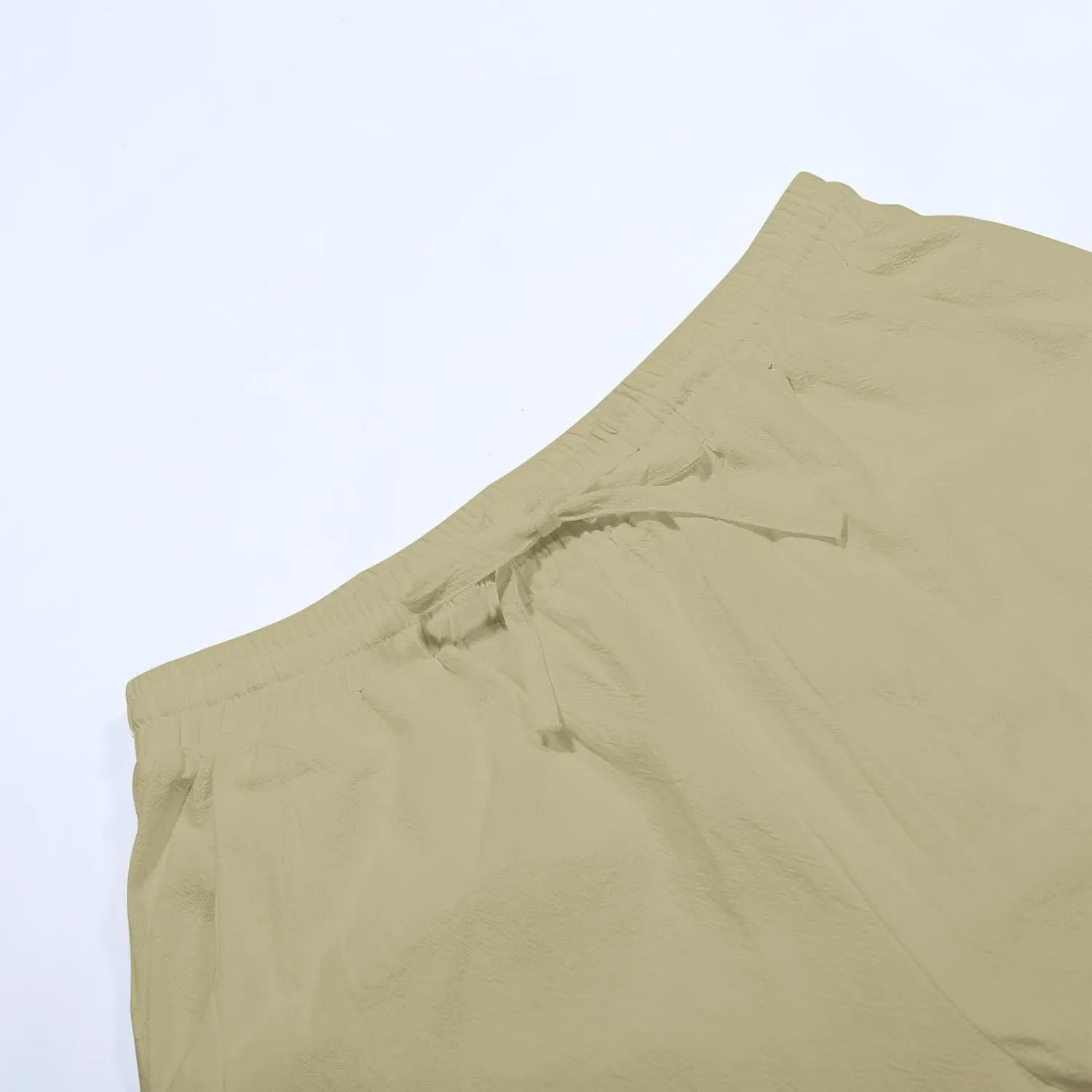 Linen Pants Women Summer High Waist Elastic Side Button Straight Leg Lounge Pant Casual Lightweight Beach Trousers