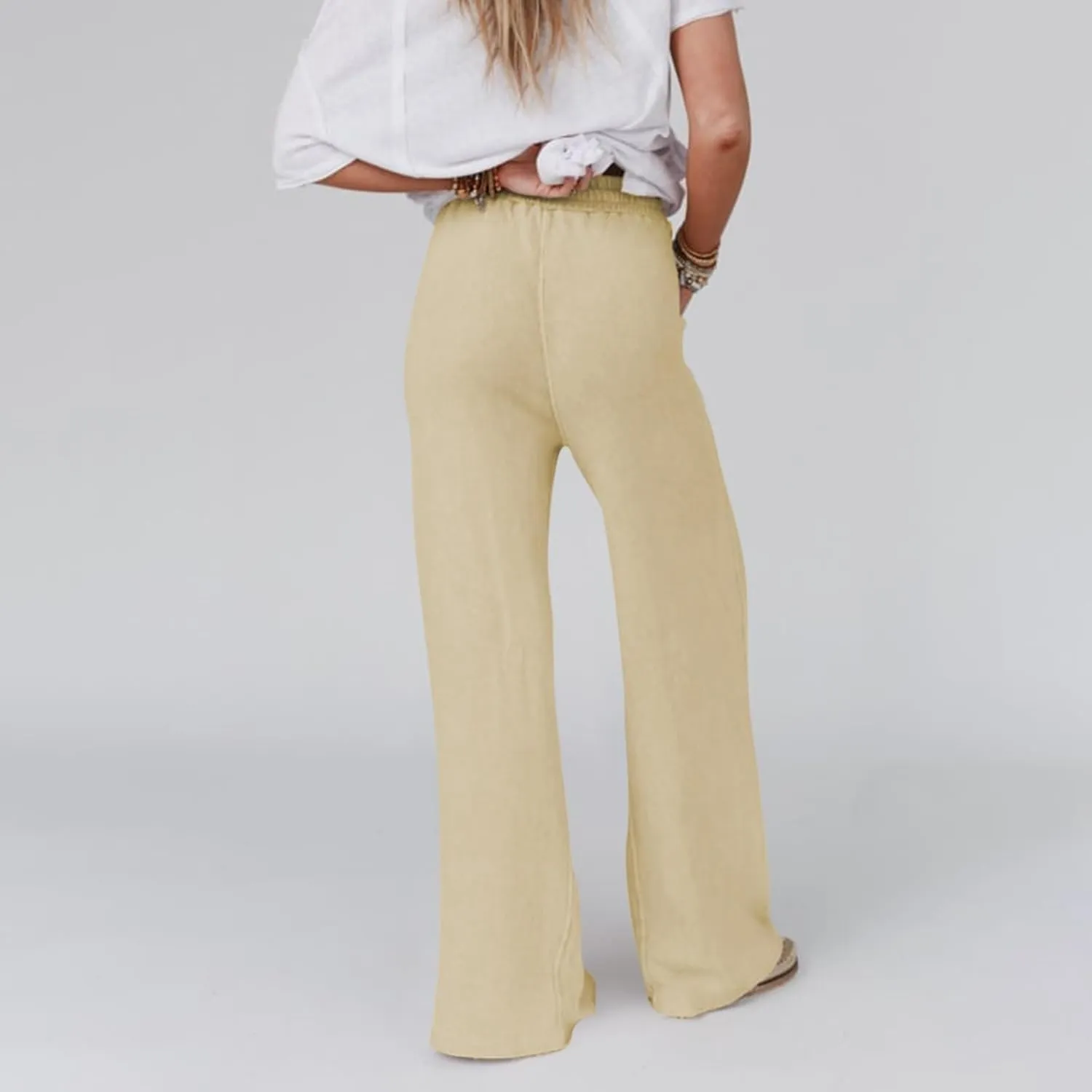 Linen Trousers Women Summer Cotton Palazzo Pants for Womens Dressy Pant Drawstring Woman