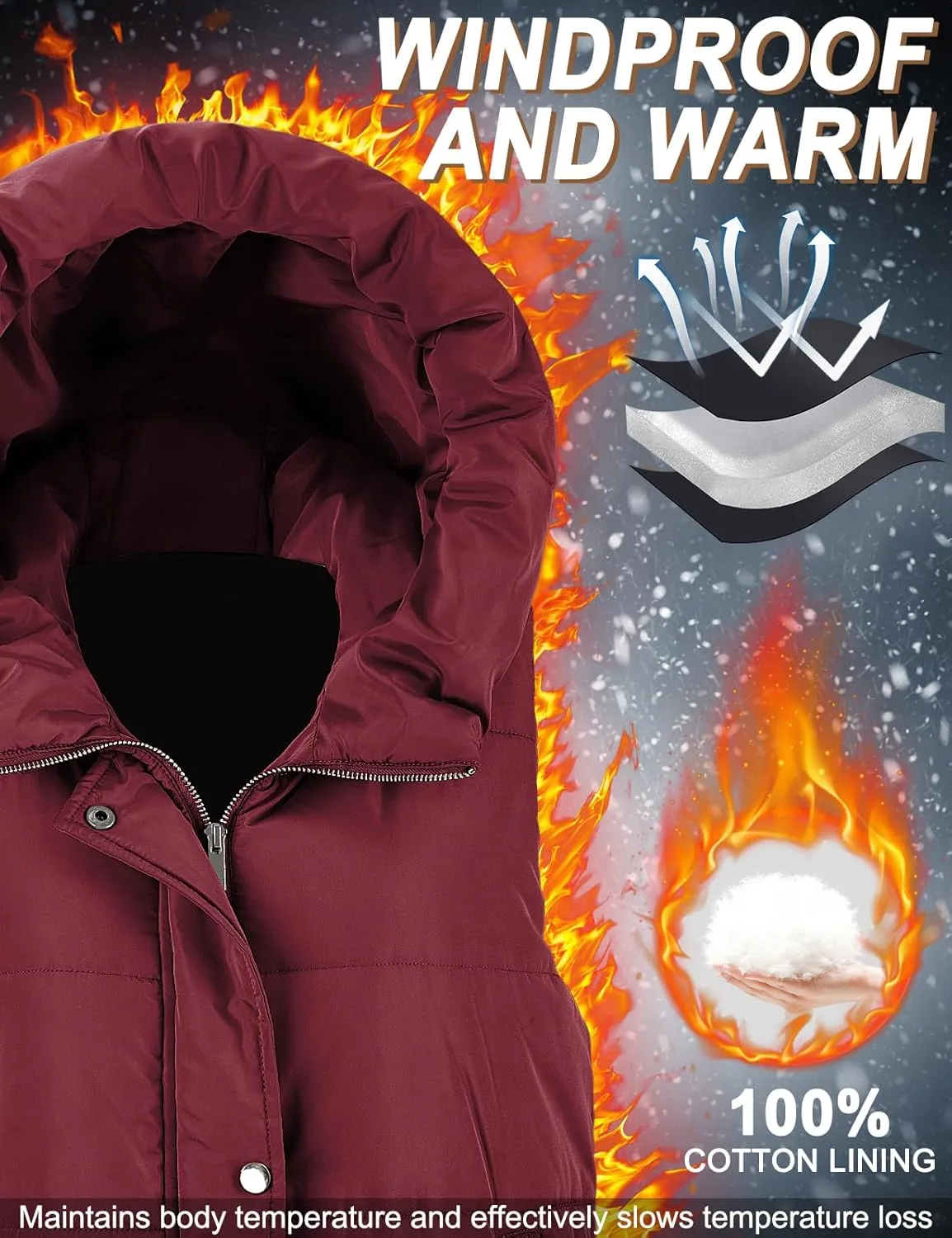 Long Puffer Vest Women Quilted Hooded Vest Zip Up Sleeveless Vests Outerwear Padded Jacket Warm Winter Coat 2025