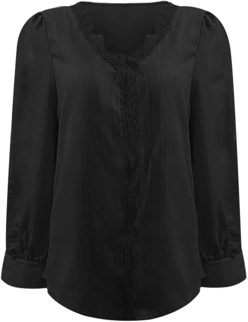 Long Sleeve Shirts for Women 2024 V Neck Lace Tops Business Casual Dressy Blouses Work Oversized Shirts Fall Clothes