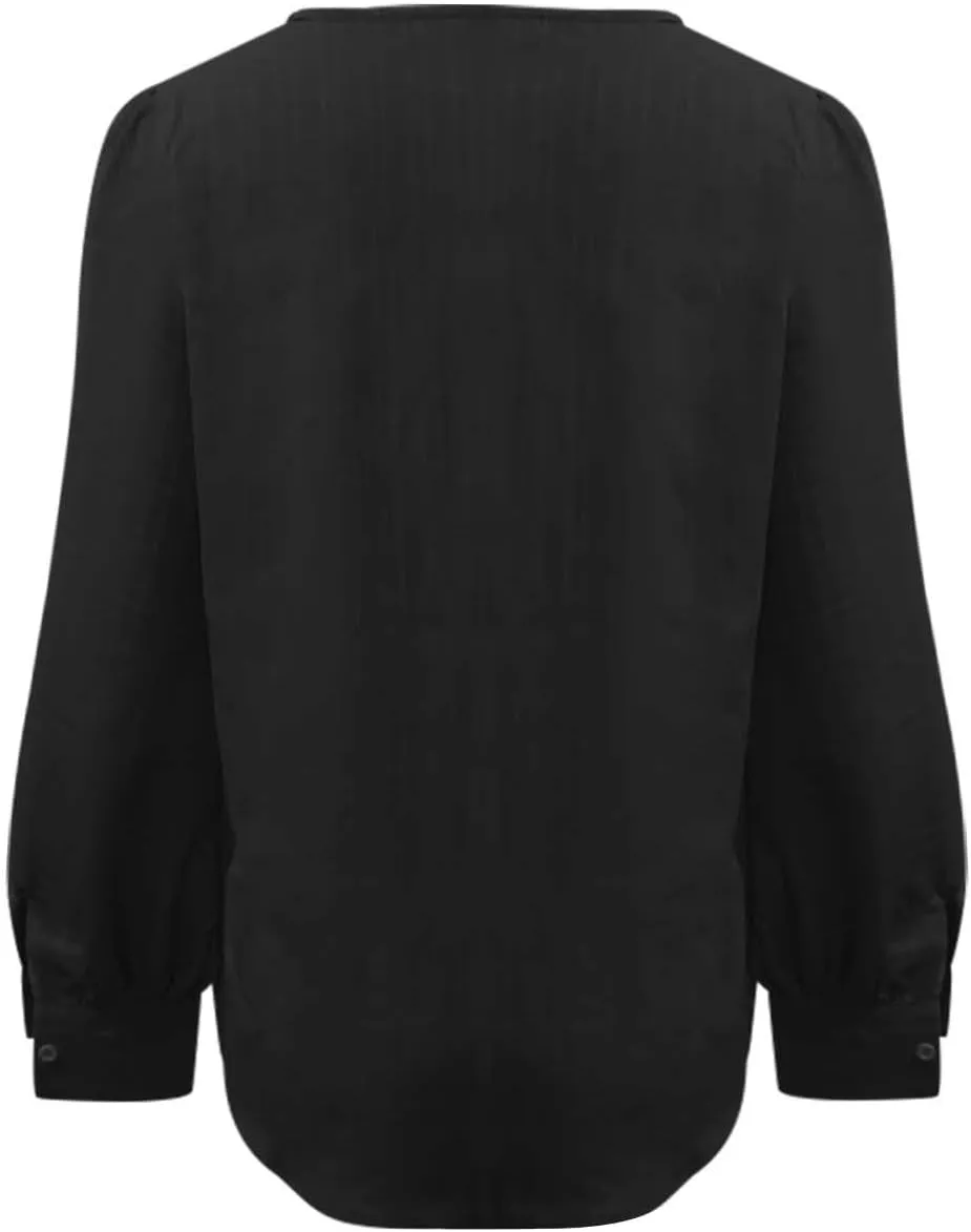 Long Sleeve Shirts for Women 2024 V Neck Lace Tops Business Casual Dressy Blouses Work Oversized Shirts Fall Clothes
