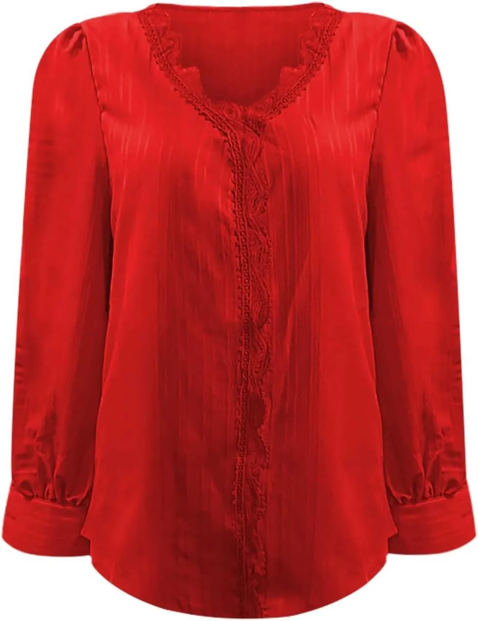 Long Sleeve Shirts for Women 2024 V Neck Lace Tops Business Casual Dressy Blouses Work Oversized Shirts Fall Clothes