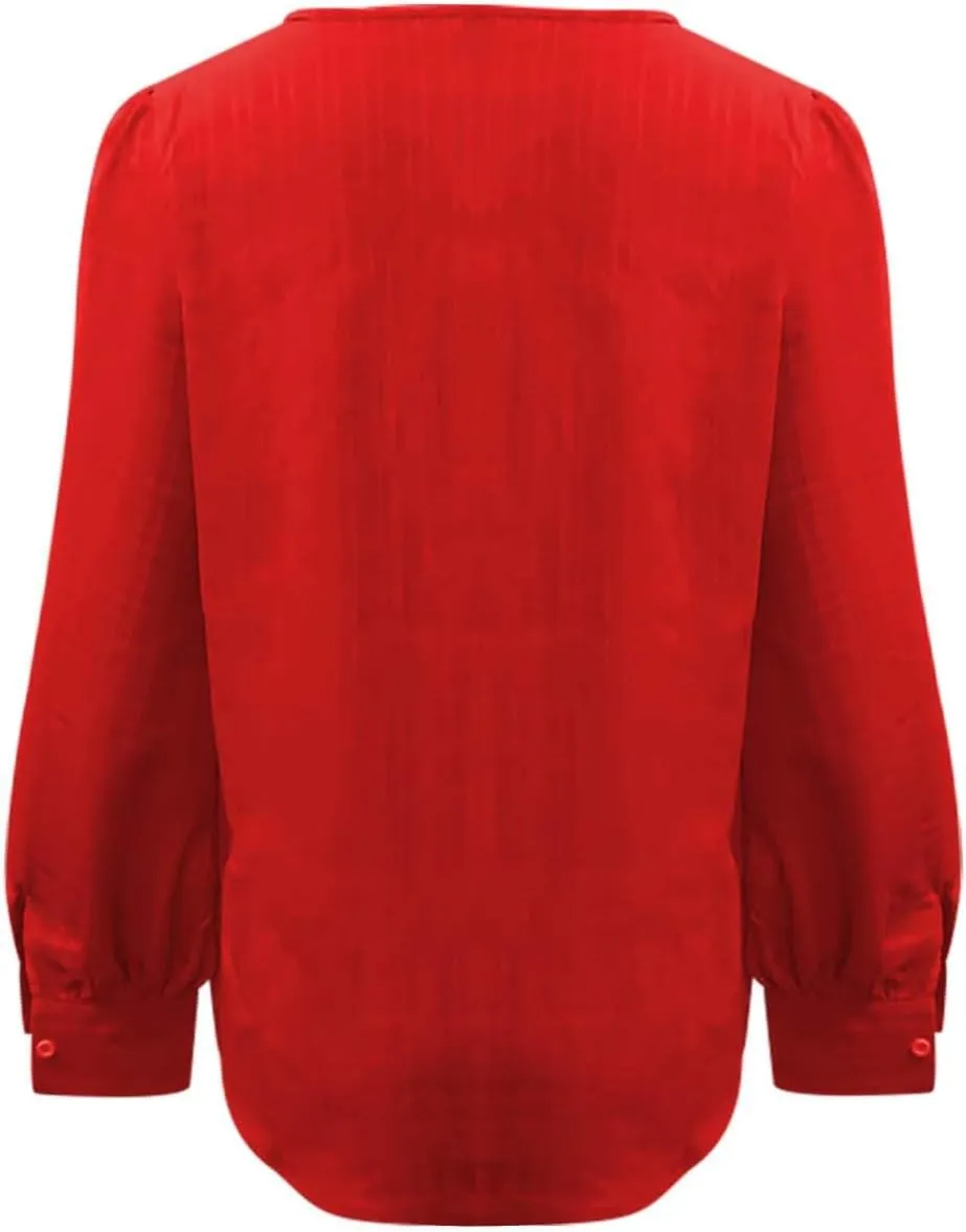Long Sleeve Shirts for Women 2024 V Neck Lace Tops Business Casual Dressy Blouses Work Oversized Shirts Fall Clothes