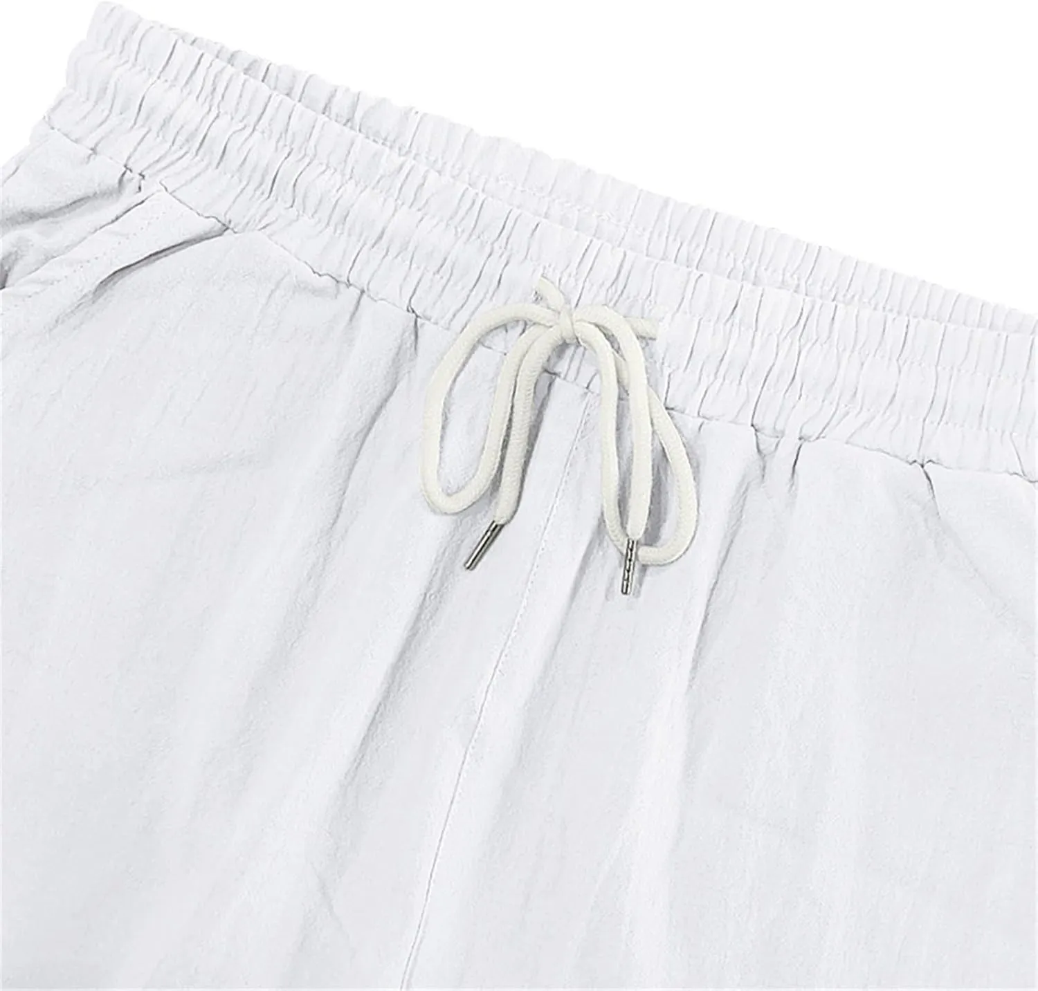 Lounge Pants Men Linen Breathable Lightweight Pant Loose Fit Cargo Trousers Wide Leg Elastic Waist with Pockets