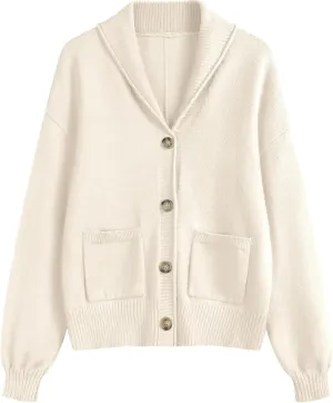 LUYAA Women's Cardigan Sweaters 2024 Oversized Open Front Button V Neck Lightweight Cardigans Outerwear