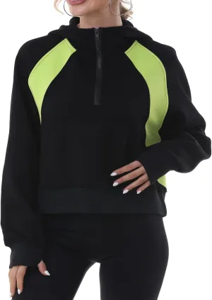 MAGICMK Womens Pullover Sweatshirts Zipper Up Hoodie Fall Winter Cropped Long Sleeve Outfits Oversize Top
