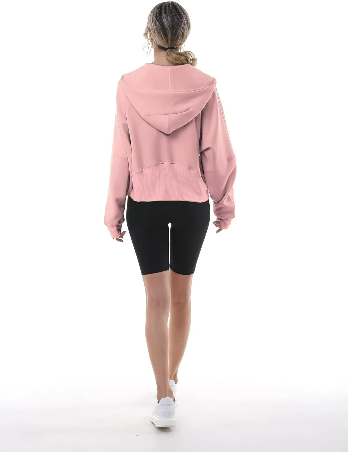 MAGICMK Womens Pullover Sweatshirts Zipper Up Hoodie Fall Winter Cropped Long Sleeve Outfits Oversize Top