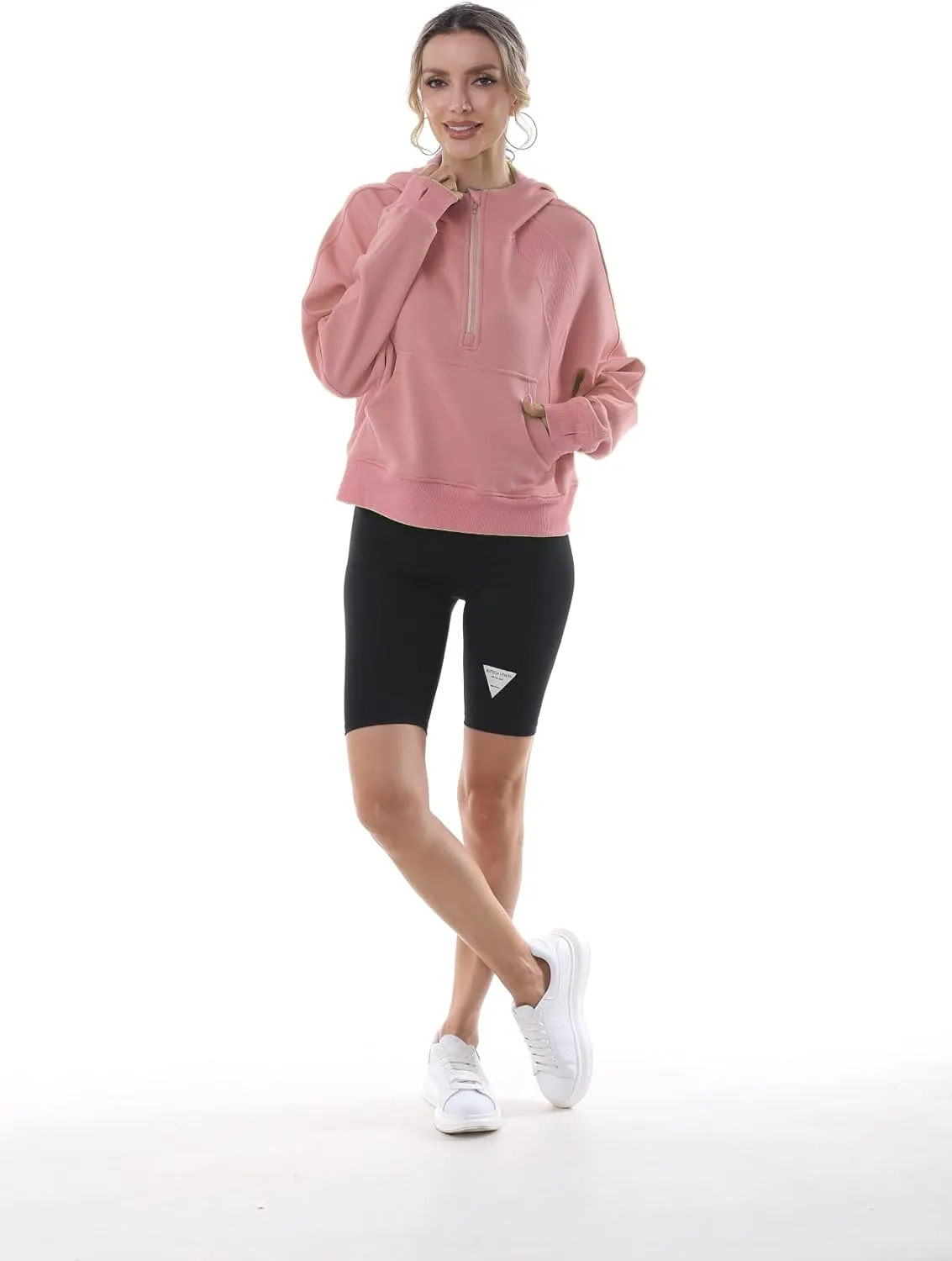 MAGICMK Womens Pullover Sweatshirts Zipper Up Hoodie Fall Winter Cropped Long Sleeve Outfits Oversize Top
