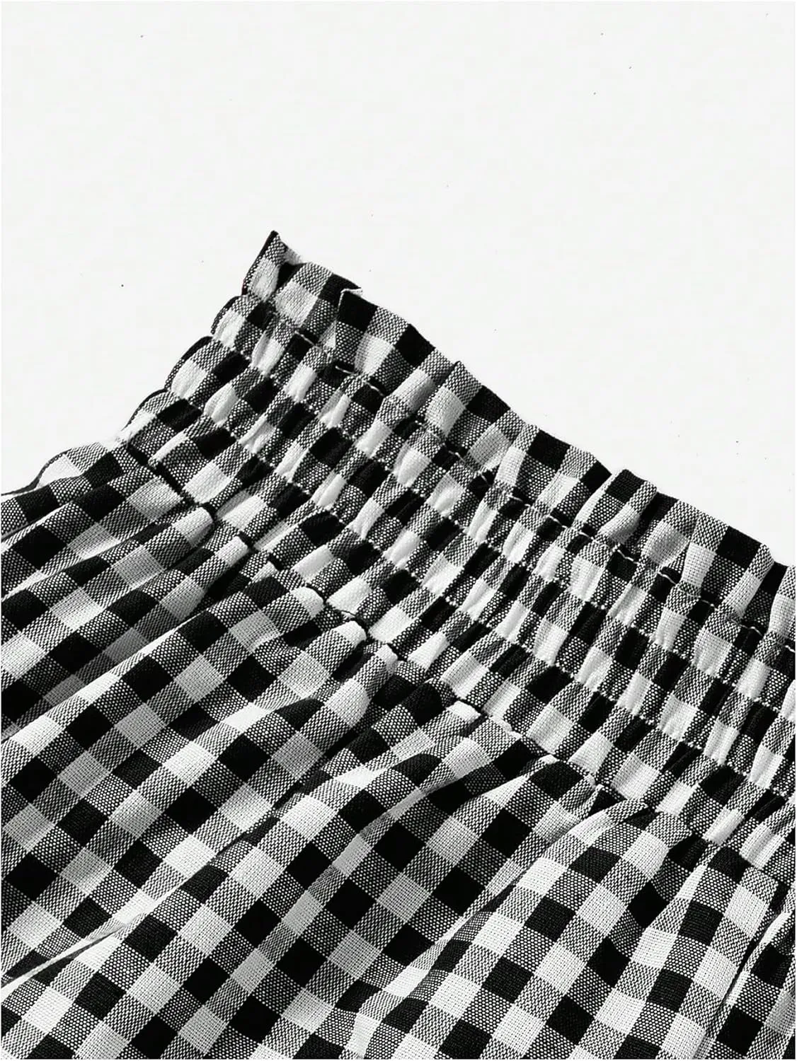 MakeMeChic Women's Gingham Ruffle Boxer Shorts Elastic High Waist Pajamas Lounge Shorts