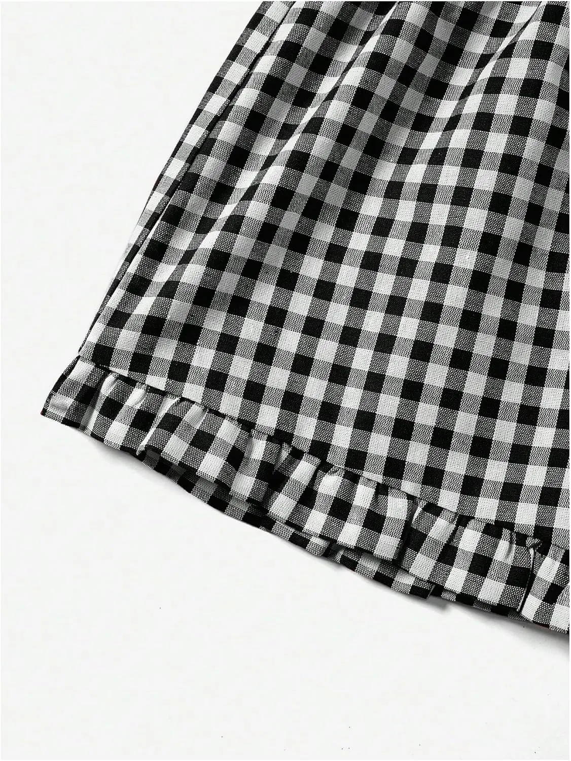 MakeMeChic Women's Gingham Ruffle Boxer Shorts Elastic High Waist Pajamas Lounge Shorts
