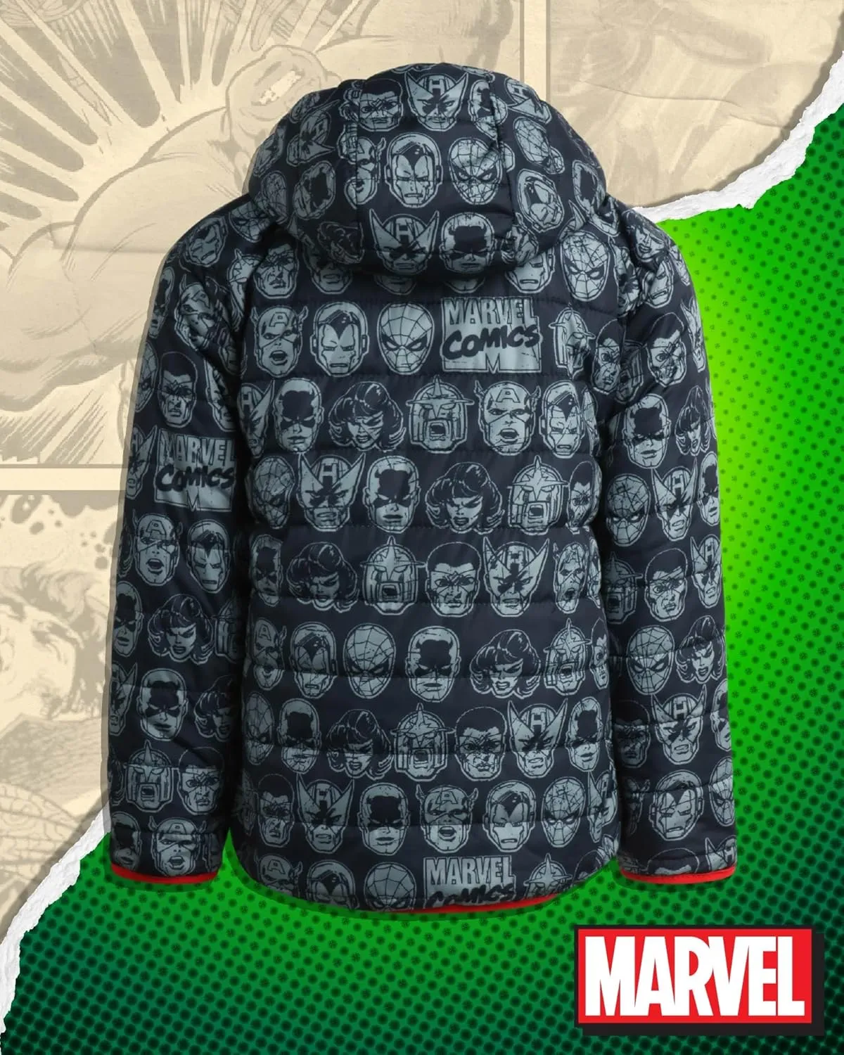 Marvel Boys Avengers Spider-Man Reversible Jacket  Spidey Quilted Puffer Coat with Sherpa Fleece Lining (2T-20)