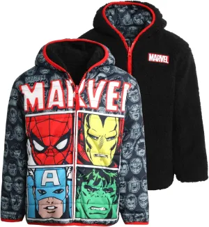 Marvel Boys Avengers Spider-Man Reversible Jacket  Spidey Quilted Puffer Coat with Sherpa Fleece Lining (2T-20)
