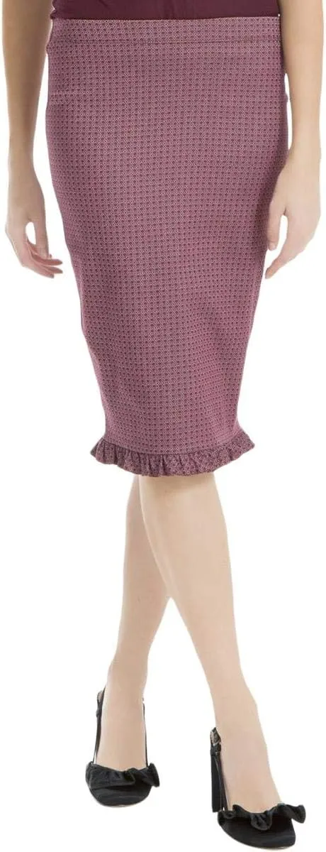 Max Studio Ruffled-Hem Pencil Skirt Claret