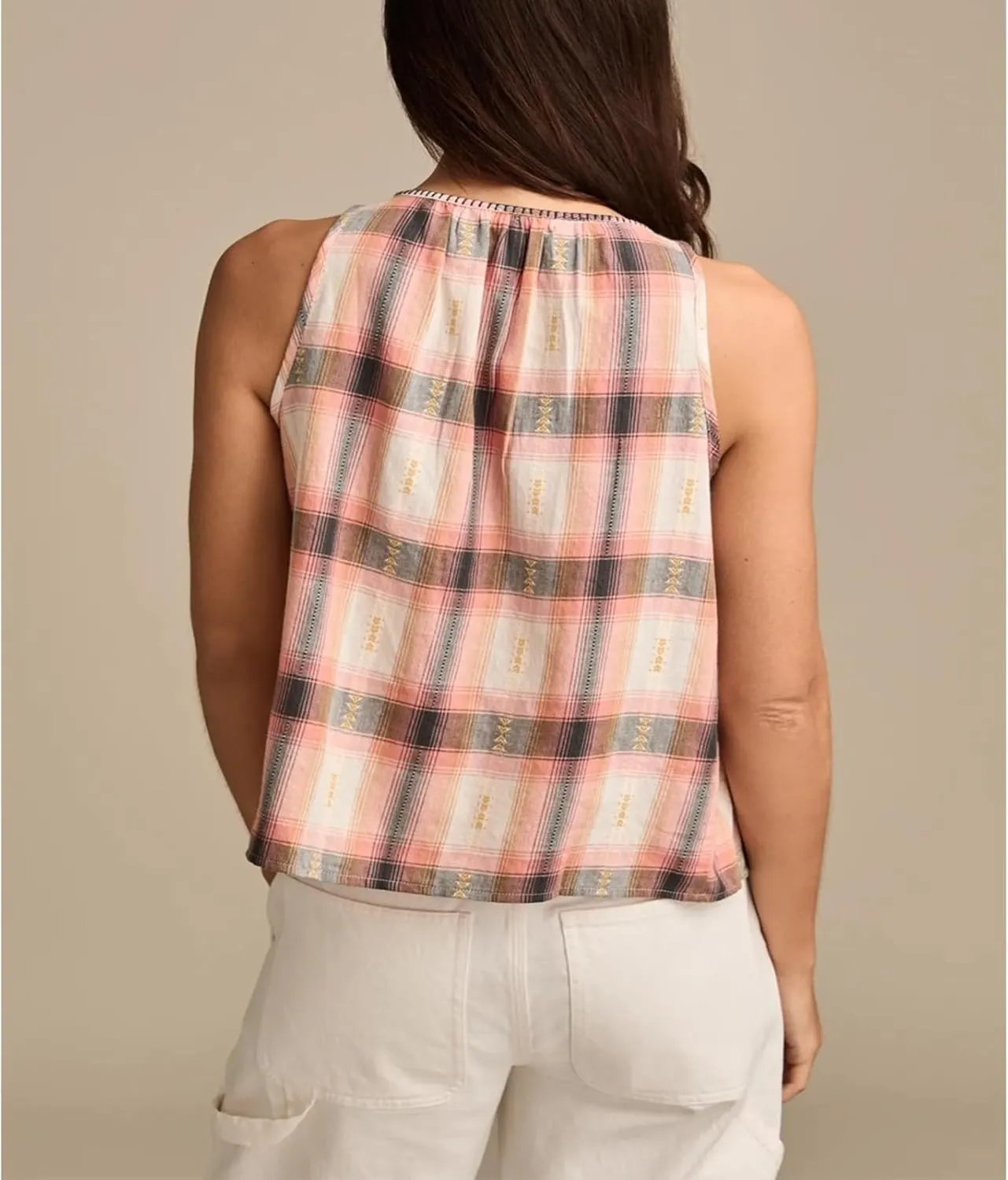 Meiweileya Women Y2k Pleated Peplum Tank Top Linen Front Tie Button Up Sleeveless Vest Ruffle Hem V Neck Going Out Blouse