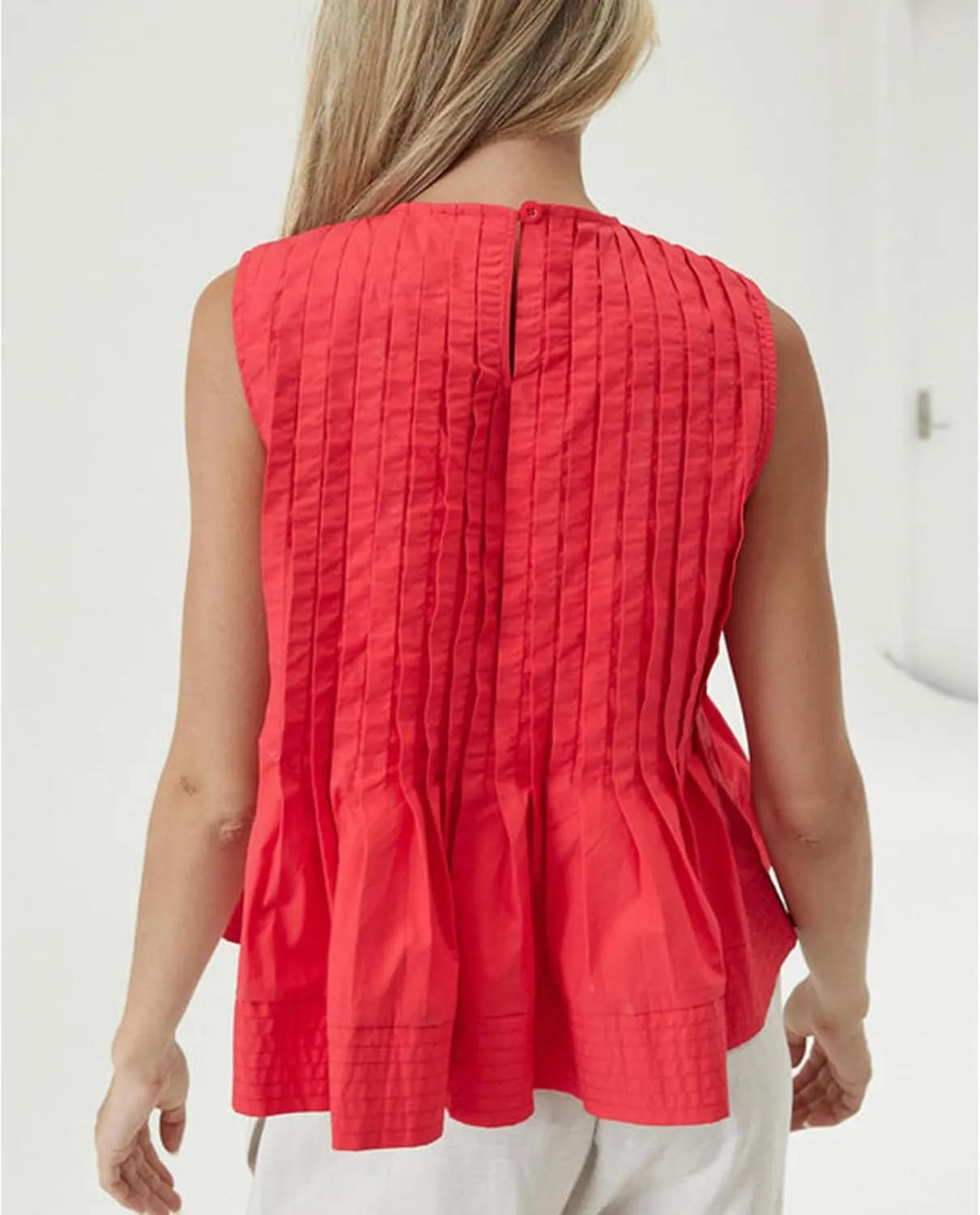 Meiweileya Women Y2k Pleated Peplum Tank Top Linen Front Tie Button Up Sleeveless Vest Ruffle Hem V Neck Going Out Blouse