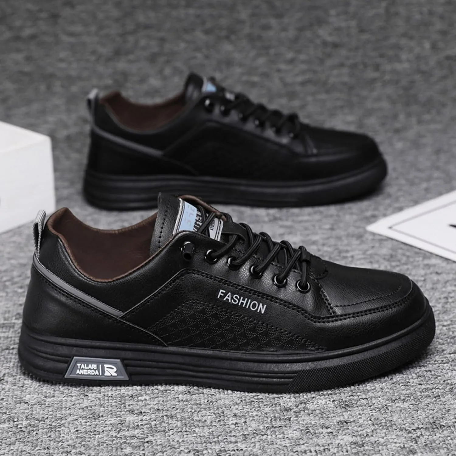 Men Slip on Walking Shoes Comfortable PU Leather Memory Foam Breathable Fashion Sneakers Non Slip Arch Support Cushioning Workout Tennis Shoes Wide Width