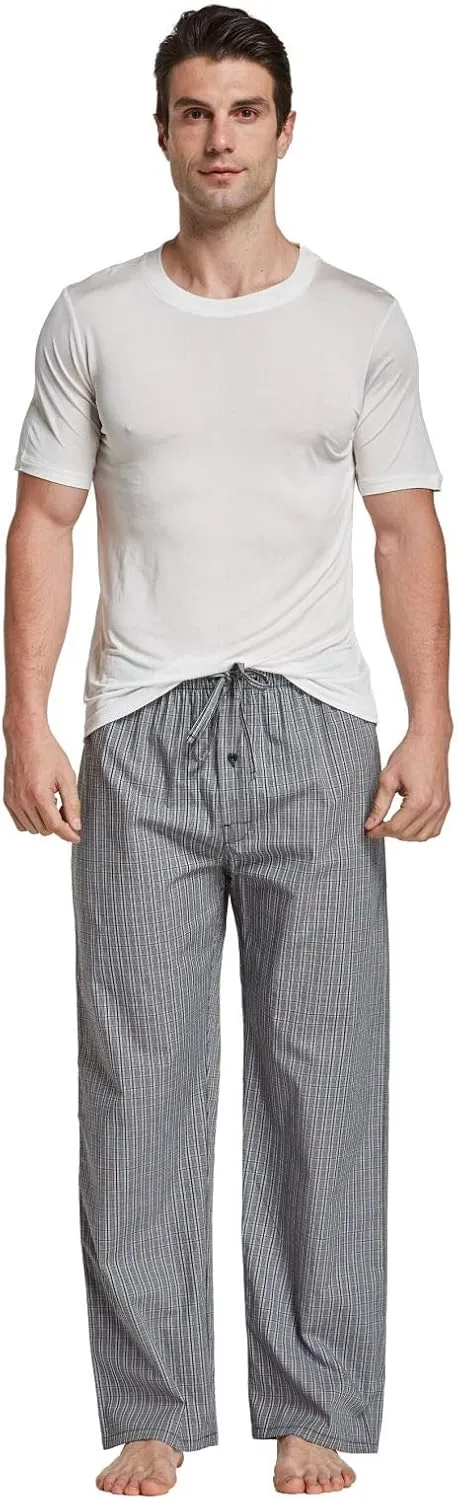 Mens 100% Cotton Pajama Pants Sleep Lounge Pajamas for Men Woven pj Pants