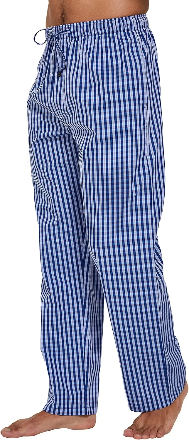 Mens 100% Cotton Pajama Pants Sleep Lounge Pajamas for Men Woven pj Pants