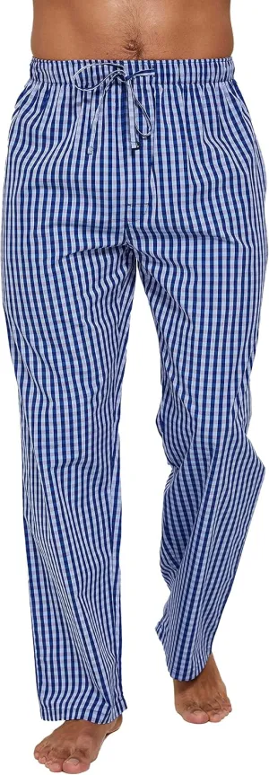 Mens 100% Cotton Pajama Pants Sleep Lounge Pajamas for Men Woven pj Pants