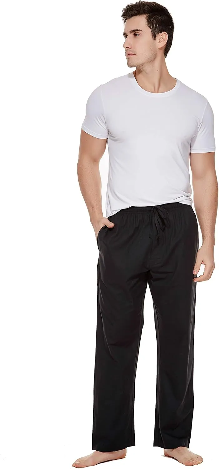 Mens 100% Cotton Pajama Pants Sleep Lounge Pajamas for Men Woven pj Pants