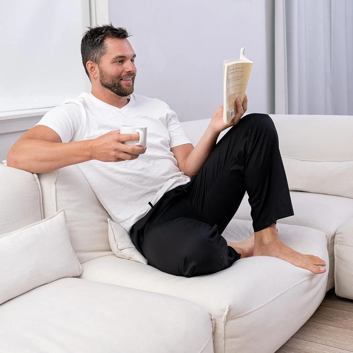 Mens 100% Cotton Pajama Pants Sleep Lounge Pajamas for Men Woven pj Pants