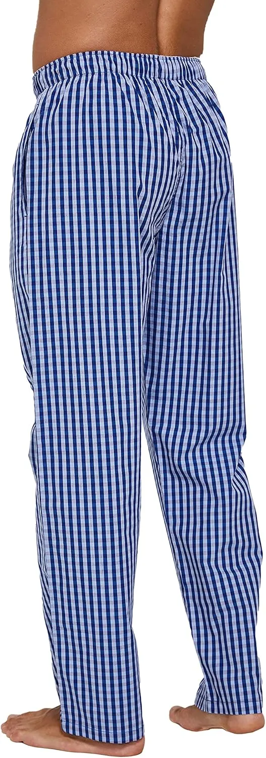 Mens 100% Cotton Pajama Pants Sleep Lounge Pajamas for Men Woven pj Pants