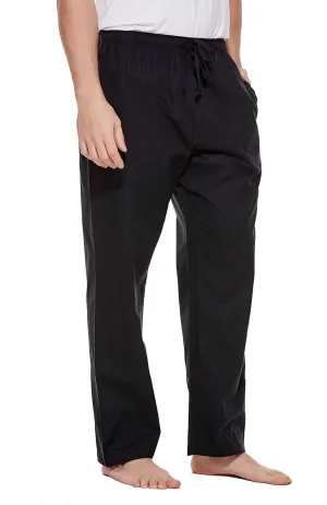 Mens 100% Cotton Pajama Pants Sleep Lounge Pajamas for Men Woven pj Pants