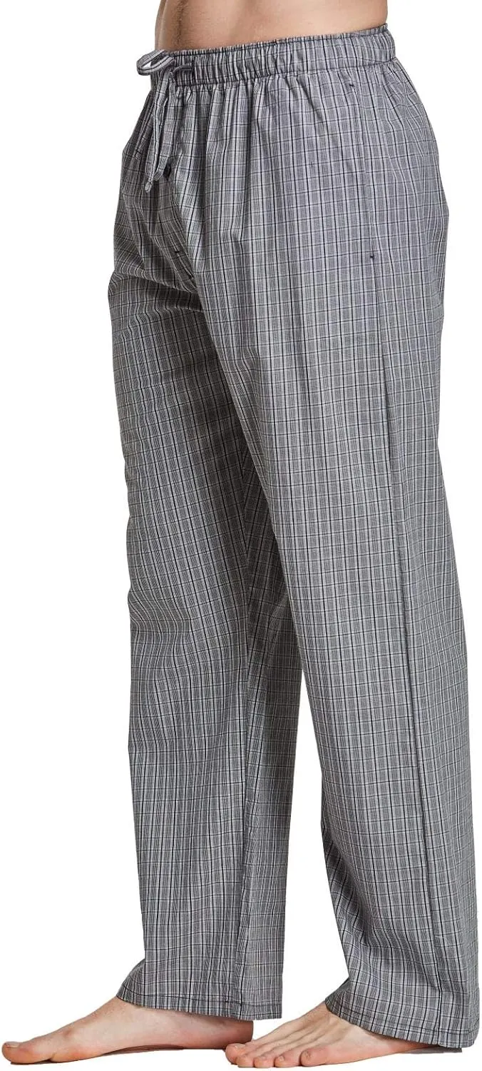 Mens 100% Cotton Pajama Pants Sleep Lounge Pajamas for Men Woven pj Pants