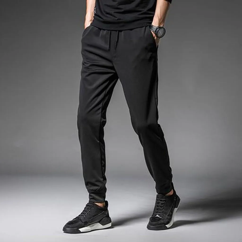 Men's Athletic Running Sweatpants Mens Pocket Trousers Beam Drawstring Men's Pants Men's Athletic Running Sweatpants